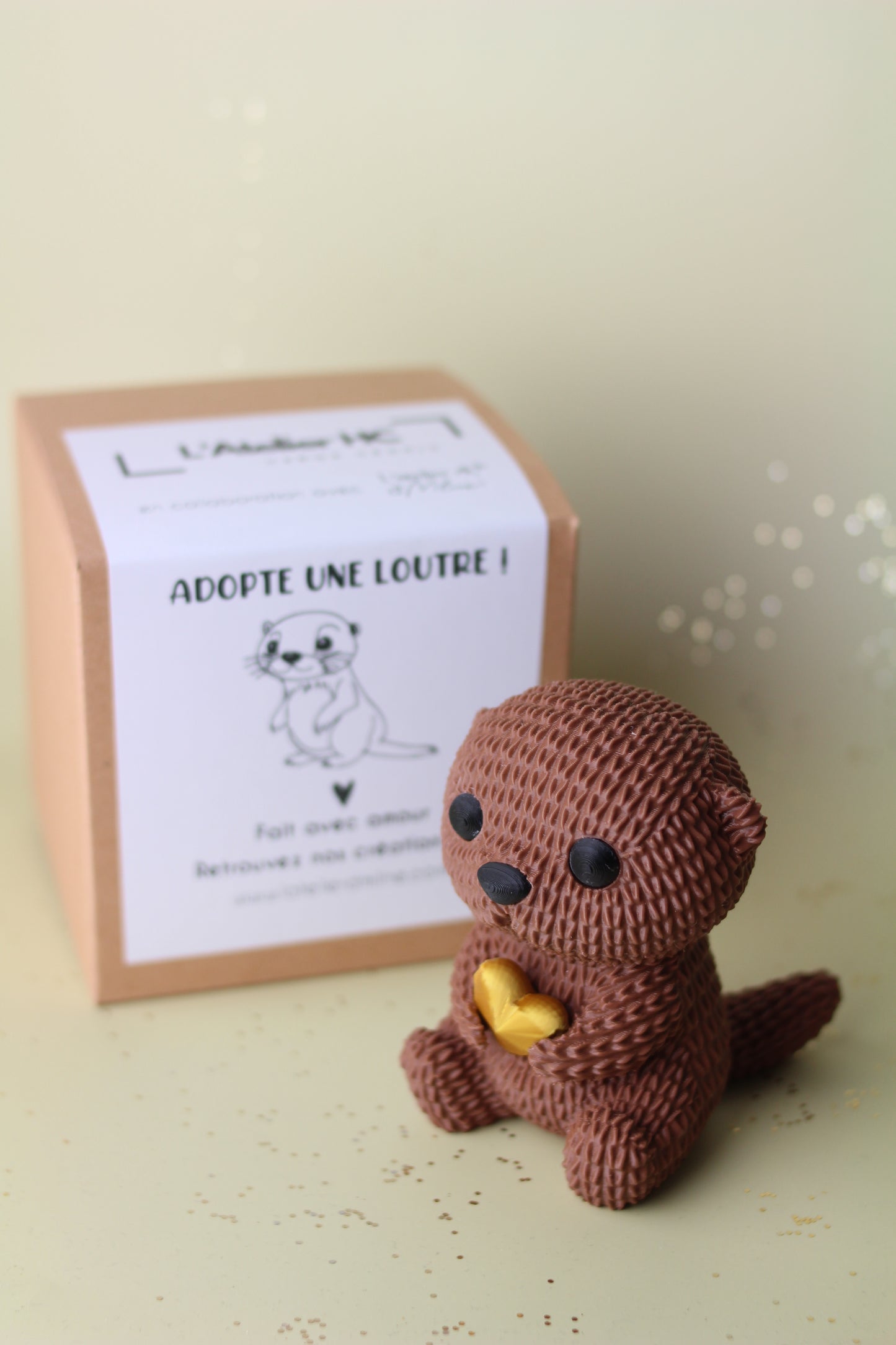 🦦 Adopte une Loutre – Figurine 3D avec Cœur Coloré