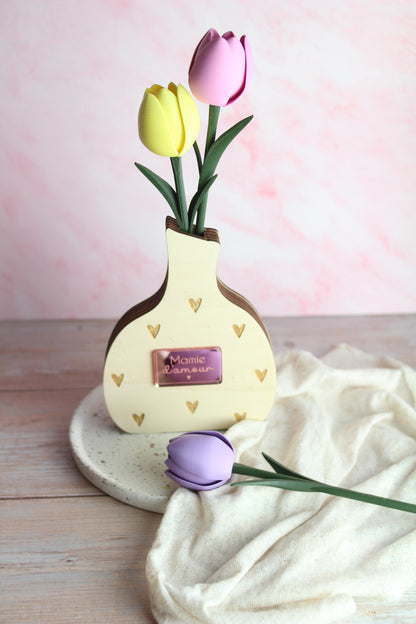 Vase bois avec tulipe 🌷